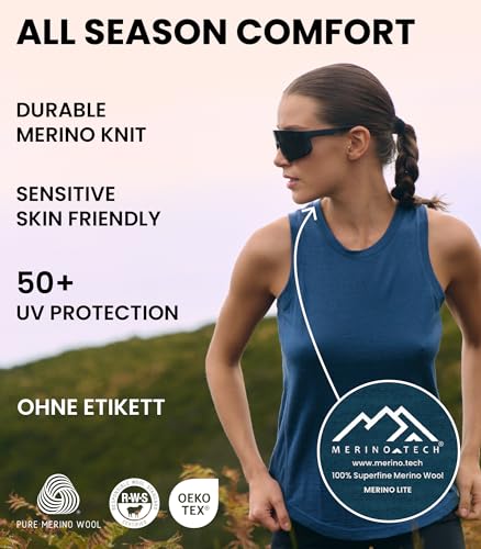 Merino Wool Tank Top Women - Active Merino Wool Undershirt Moisture Wicking Breathable Anti-Odor Lightweight Base Layer4