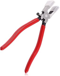 Wokape Key Fob Pliers with Curved Jaws, Glass Running Pliers Heavy Duty with Rubber Tips for Stained Glass Work Mosaics Breaking Tool