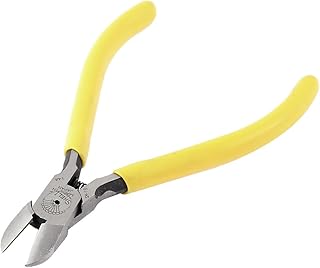 Aexit 125mm Long Yellow Plastic Coated Grip Spring Loaded Side Diagonal Cutting Pliers Wire Cutter Tool