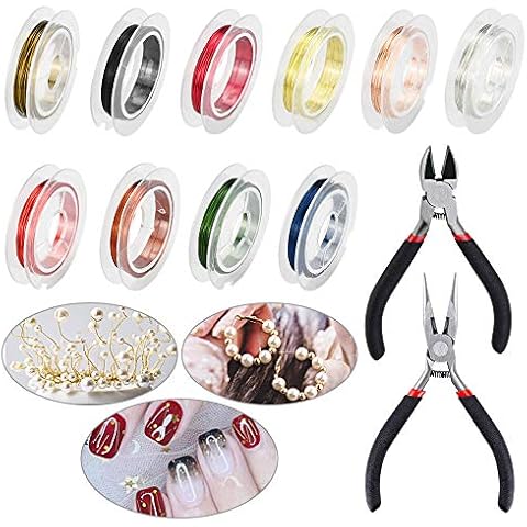 DECARETA 10 Rollen Schmuckdraht Kupfer Bunt Basteldraht 0.3MM Kupferdraht Mehrfarbig Schmuck Dekodraht Schmuckherstellung Craft Wire Draht Biegbar Perlen Draht Cover