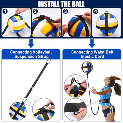 Image of TOBWOLF Volleyball Spike Trainer, 2-in-1 Solo Practice Volleyball Serve Kit | Adjustable Waist Belt & Hand Strap, Secure Ball Pouch for Serving, Setting & Spiking Drills, Improves Form & Rhythm
