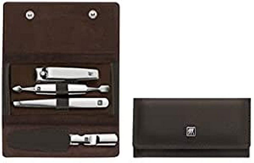 ZWILLING Maniküre Set 4-Teilig Pediküre Pflege Hände Füße Reise Mann Frau Echtleder Braun 97696-007-0