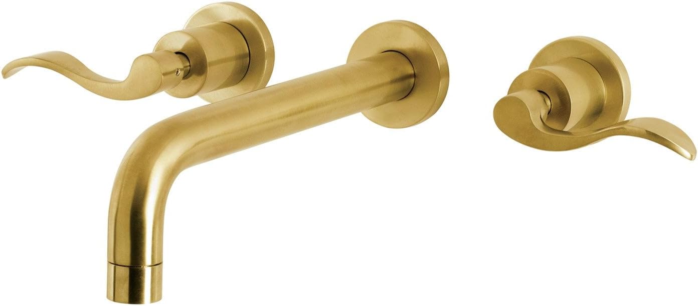 Kingston Brass KS8027DFL NuWave Two-Handle Wall Mount Tub Faucet, Brushed Brass