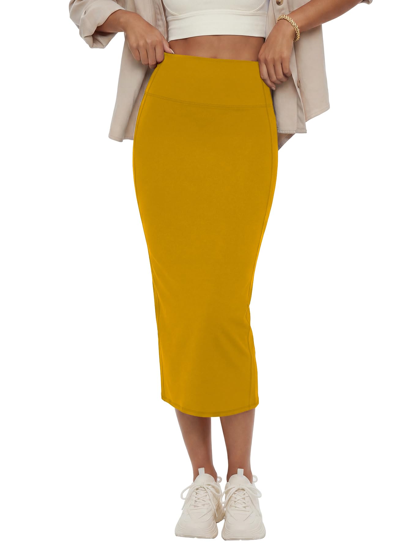 Rooscier Women's High Waisted Pencil Midi Skirt