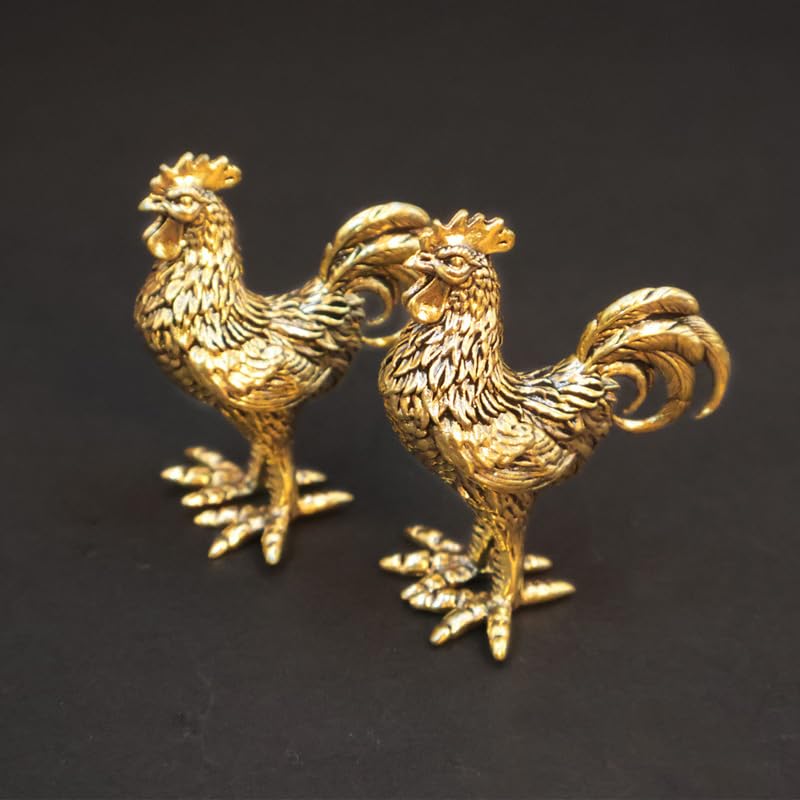 Set de 2 Figuras de Gallo y Gallina en Bronce miniatura 4