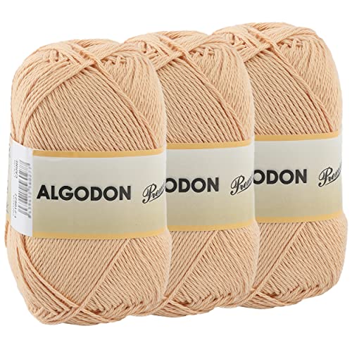 Hilo de Algodón Ovillo de Algodón 100% Perfecto para Tejer o para Ganchillo - Color Carne 100gr 220metros x 3pcs