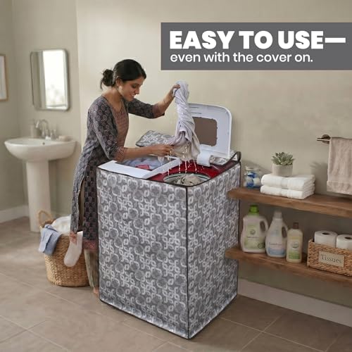 Image of DREAM CARE Waterproof & Dustproof Washing Machine Cover Top Load & Semi Automatic Suitable for 7 kg, 7.2 kg, 7.5 kg (83 x 95 x 51 cms)