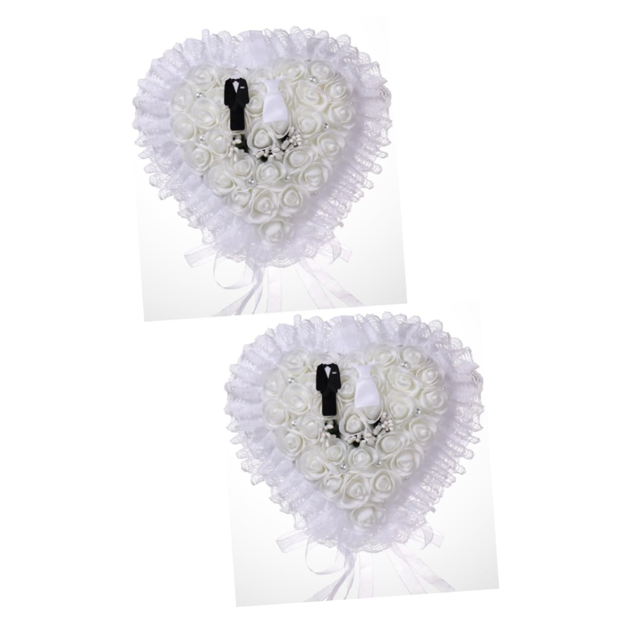 NOLITOY 2pièces Coussin De Mariage Floral Dentelle pour Anneau Accessoire Élégant pour Cérémonie De Mariage Et Engagement Douce pour Vos Bagues Décoration Réutilisable Et Charmante