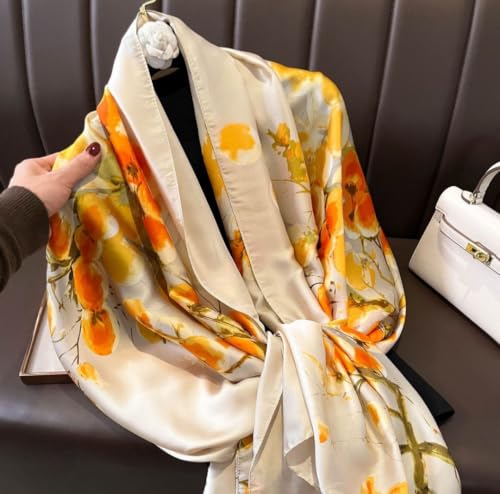 Image of MALINA Women's Polyester Silk Satin Stole Scarf - Soft Lightweight Fashion Wrap, Elegant Floral & Gradient Design, summer stole,Scarf For Women,Premium Stole,Large Size 180x90 cm'