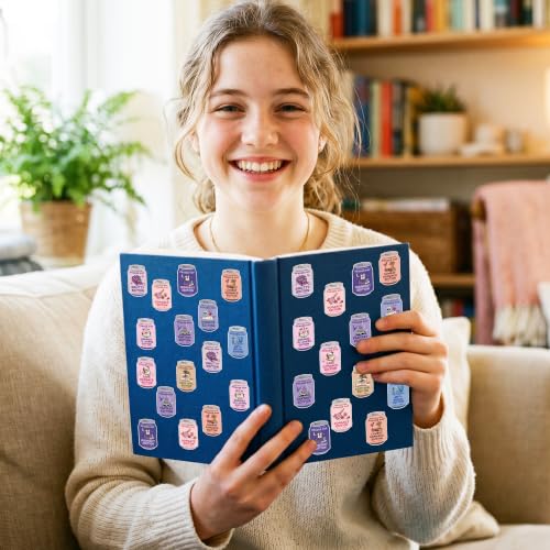 Image of Drinks Soda Ticket Sticker - 2 Roll & 10 Designs Bookish Genre Edition Design Waterproof Vinyl Self Adhesive for Laptop Water Bottle Journal Scrapbook Reading Log Classroom Reward Chart Gift