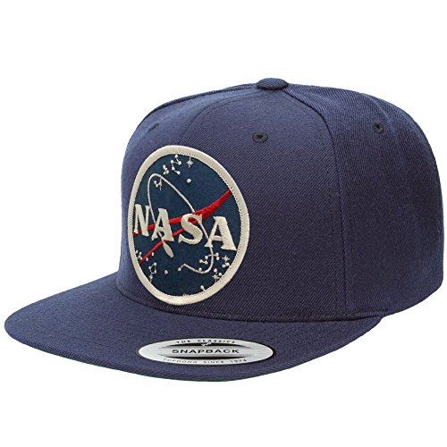 Flexfit Original Premium Classic Snapback with NASA Meatball Logo Patch (One Size, Navy)