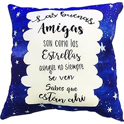 LINFORMAL COJIN Personalizado con Relleno PEQUEÑO Amigas Originales con Mensaje | COJIN ANTIESTRES para Regalo Amiga | Medidas 18X18 |