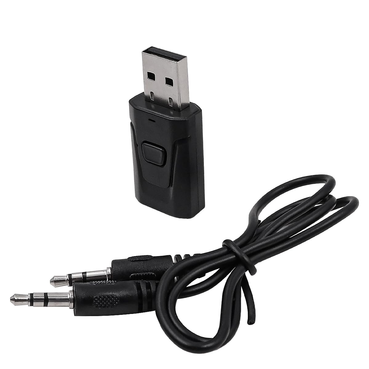 POFET Receptor y transmisor de Audio USB Bluetooth 5,0 con función de Manos Libres con Conector AUX de 3,5mm para Altavoz de TV, Auriculares Bluetooth