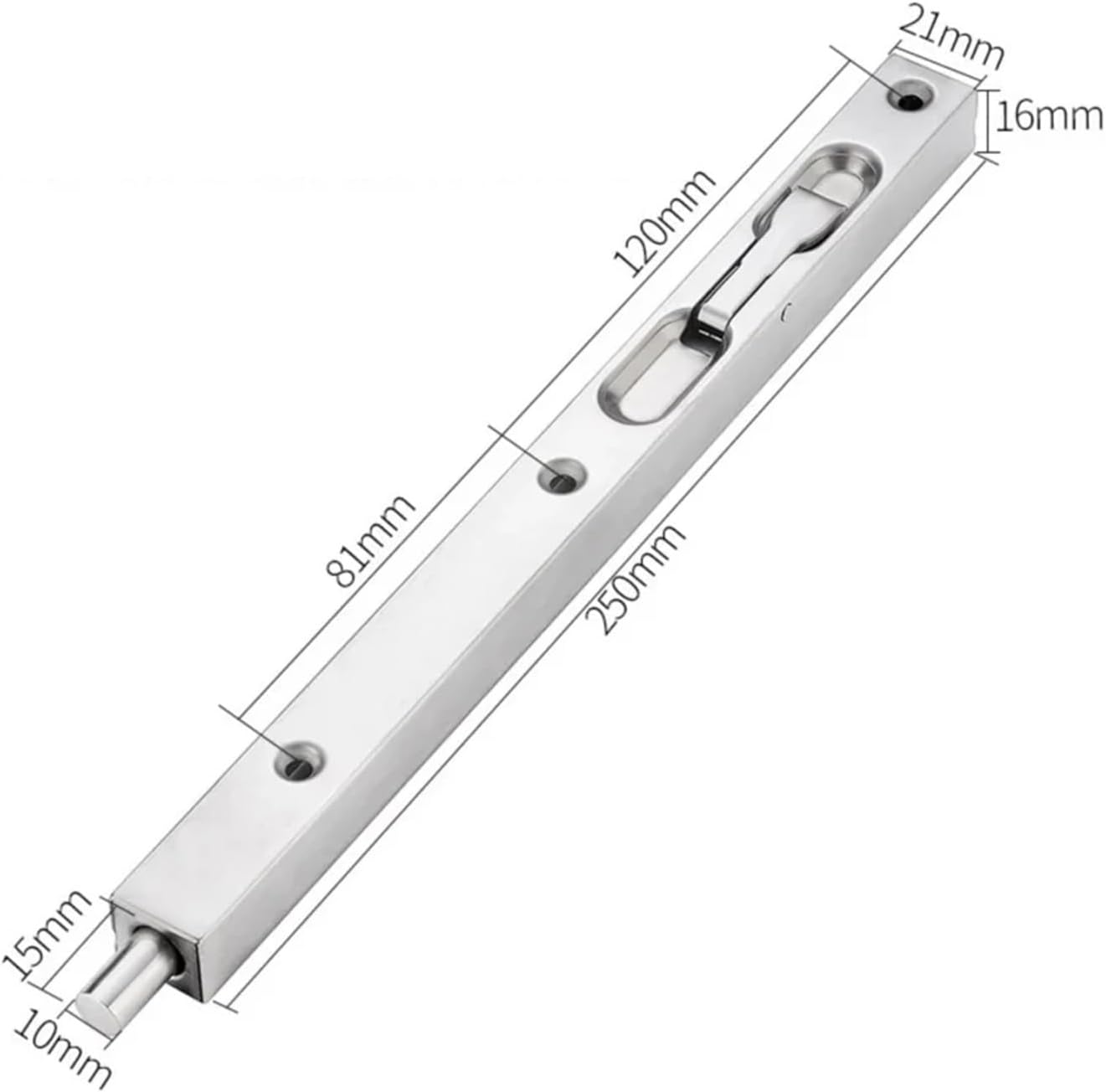 Stainless Steel Open-Mounted Latch, Wood Doors and Anti-Theft Door Pin(Silvery-10inch)
