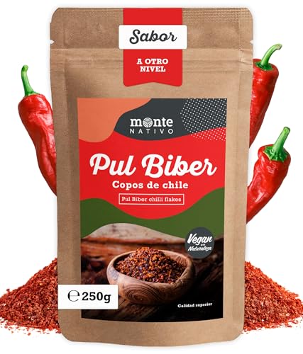 Pul Biber Monte Nativo (250 g) – Copos de chile picante Pul Biber – Aleppo Pepper – Especias picantes ideales para cocinar – Aromatischе y deliciosas especias turcas