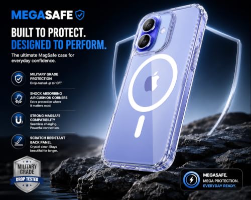 Image of mobistyle for iPhone 16 Case Clear: Magnetic Phone Cases with Camera Drop Protection Compatible with Ultra Hybrid Anti Yellowing Transparent Back Cover Cover Case (Polycarbonate, Transparent)
