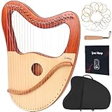Lyre Harp, Lotkey 23 Metal Strings Harp Mahogany Body and Solid Spruce Board Lyre Harp with Tuning Wrench, Extract Strings, Manual and Gig Bag