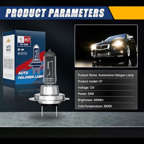 image for OKOENIEO H7 Halogen Headlight Bulbs, 12V 55W, 4000 Lumens, 3800K, No G