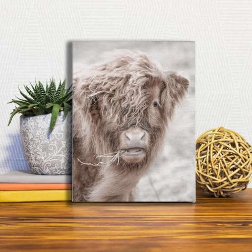 Image of Vintage Farm Cow Farmhouse Decor Cow Prints Canvas Wall Art Prints Pictures Wall Decor for Home Bedroom Office Bathroom Rustic Western Country Birthday Housewarming Gifts 4PCS,Framed,8x10IN