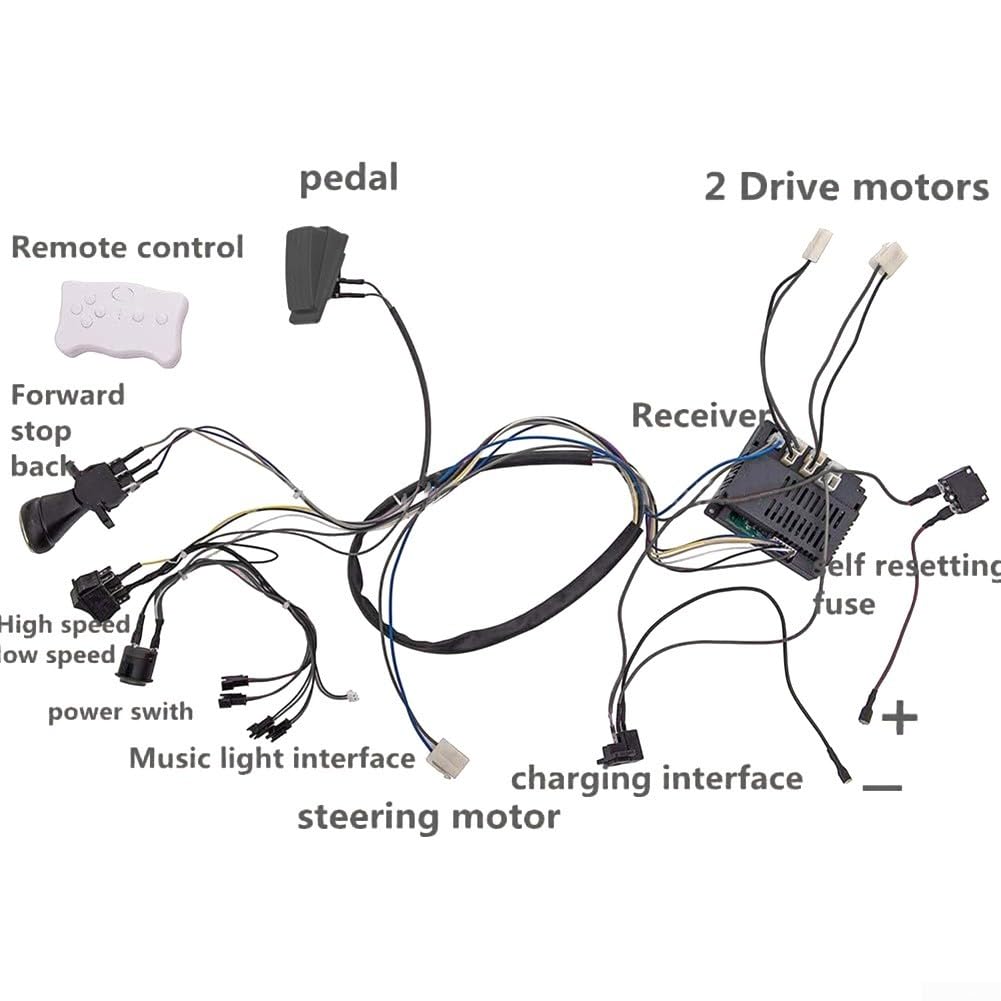 Kit de cableado DIY 12 V para coche eléctrico infantil con control remoto parental, interruptor, motor y receptor RX19, kit completo para modificación y actualización de vehículos de juguete