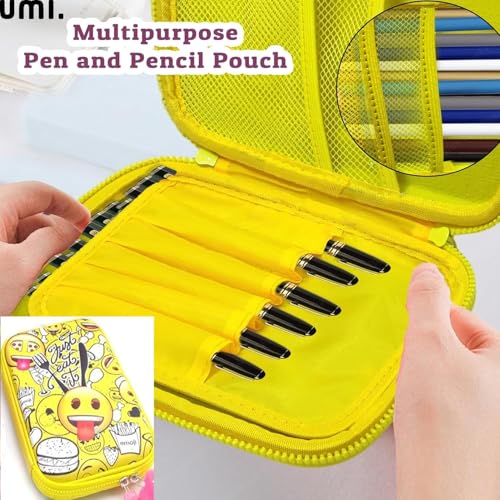 Image of Amazon Brand - Umi Pencil Pouch Case - Smiley Pencil Case, Multipurpose Zipper Pencil Pouch, Large Capacity Stationary Organizer