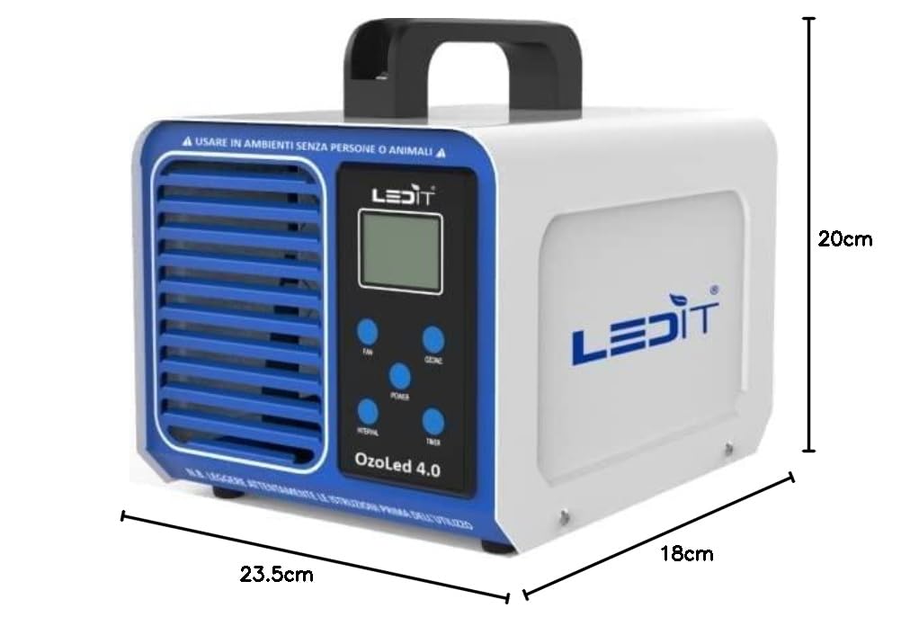 LEDIT Generatore Ozono Domotico 4.0 10.000mg/h Progettato in Italia–Ozonizzatore Professionale 0-200 m² –Purificatore d’Aria Certificato CE&CNR–Timer,Controllo Remoto App,Uffici Garage Auto Casa Hotel