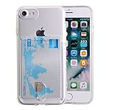 iPhone 7 Case, Case Art Plus Slim & Strong Clear Plating TPU Gel Shockproof Case Cover for iPhone 7 with Card Holder (Transparent)