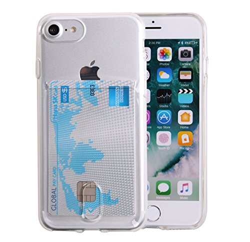 iPhone 7 Case, Case Art Plus Slim & Strong Clear Plating TPU Gel Shockproof Case Cover for iPhone 7 with Card Holder (Transparent)