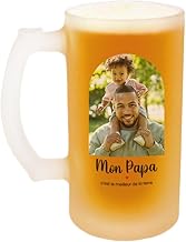 CADEAUX.COM - Chope Bière personnalisable Photo Message Personnalisé - Cadeau Anniversaire Homme Femme Fete Papa Maman