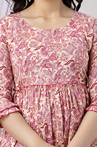 Image of Women's Cotton Anarkali Comfortable Maternity Feeding Kurta Dress with Zippers