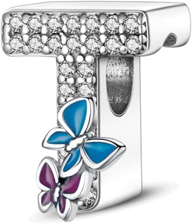FLUFLO Charm Anhänger Damen Buchstabe A-Z für Armband 925 Sterling Silber Charms Beads passend für Pandora Armband und Halskette, Kompatibel mit Europäischen Armbänder für Frauen Mädchen XAD