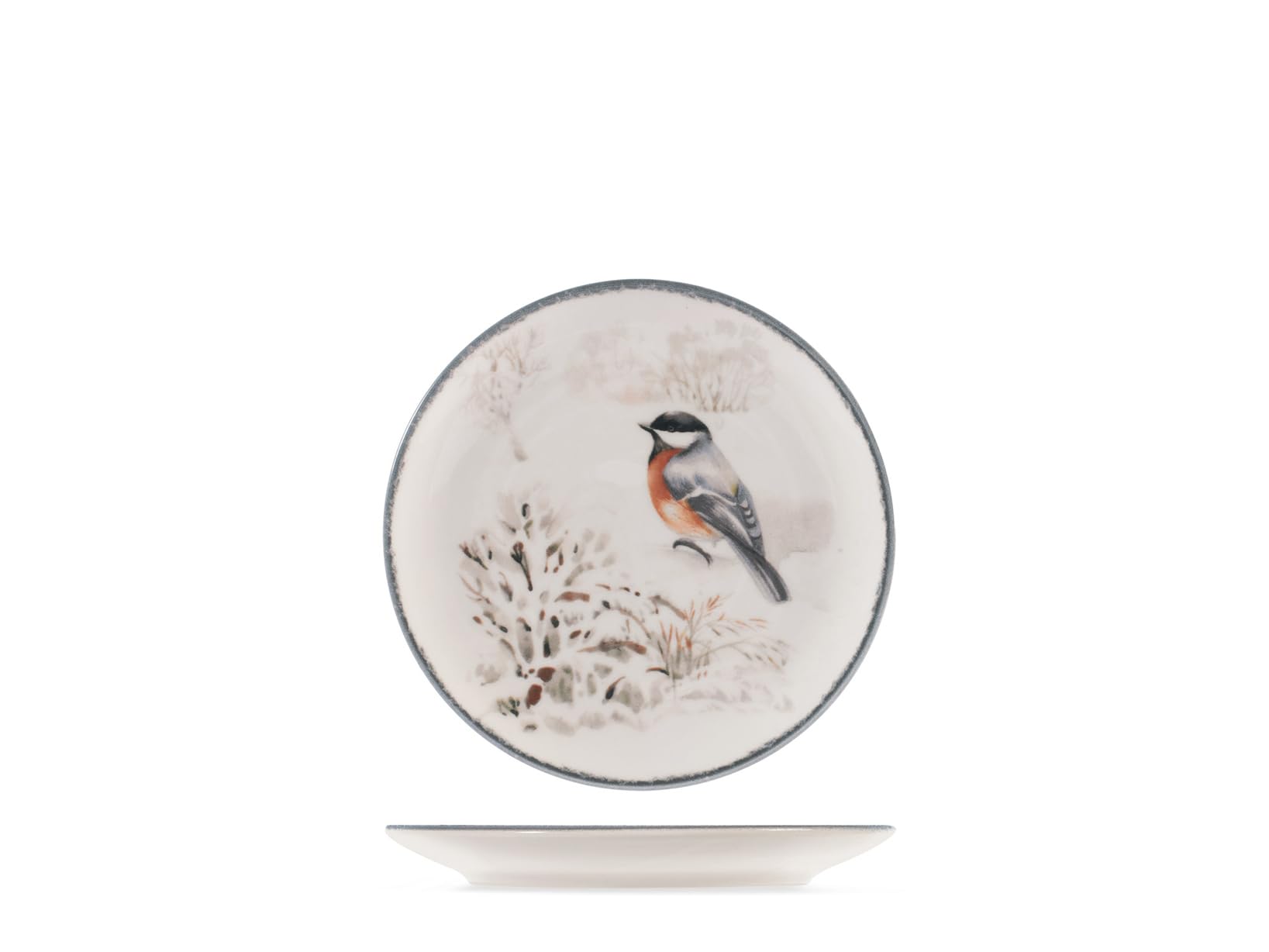 H&H Service de Table Noël 18 Pièces Symphony en Grès - Assiettes Plates, Creuses et à Dessert - Décorations Hivernales Élégantes avec Baies et Animaux, Idéal pour Noël et Fêtes de Fin d'Année
