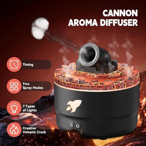 Image of Smart Cannon Blast Aroma Humidifier Diffuser | Silent Vapor Cane Aroma Diffuser | Turret Aromatherapy Machine Small Home, Office, Bedroom, Desktop | Ultrasonic Barbette Diffuser