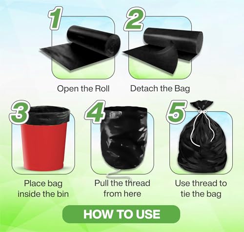 Image of Newtone Garbage Bags | Medium 19 X 21 Inches | 90 Bags (30 Bags X 3 Rolls) | Dustbin /Trash bin | Pouch Packing | (Black)