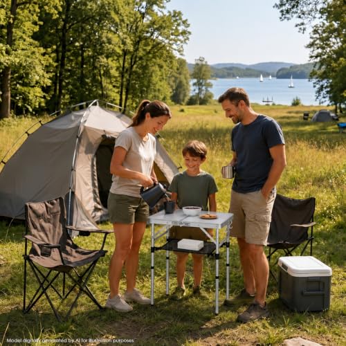 Mesa de Camping Plegable YihuiKo con Altura Ajustable, Mesa Pequeña Portátil miniatura 6