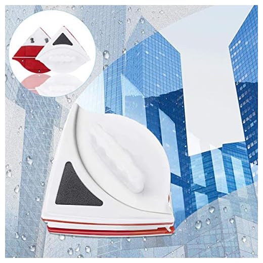 Magnetic Window Cleaner, CHARMINER Window Cleaning Tool, Magnetic Window Cleaner Double Sided, Window Double Sided Cleaner with 2 Long Anti-Falling Rope for High Windows Thickness 10-18mm (Red)