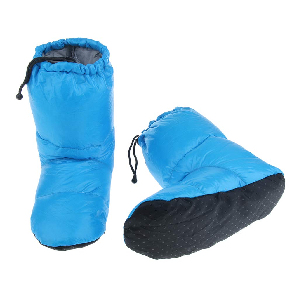 Chaussons d'hiver chauds en duvet d'oie blanc pour tente de camping Noir M