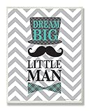 Stupell Home Décor Dream Big, Little Man On Grey Chevron Rectangle Wall Plaque, 11 x 0.5 x 15, Proudly Made in USA