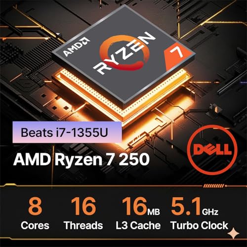 Image of Dell 16 inch FHD+ Touchscreen Business Laptop | AMD Ryzen 7 CPU(Beat i7-1355U) | 64GB RAM | 4TB PCle SSD | AI Copilot Key | Backlit Keyboard | Windows 11 | Business & Academic