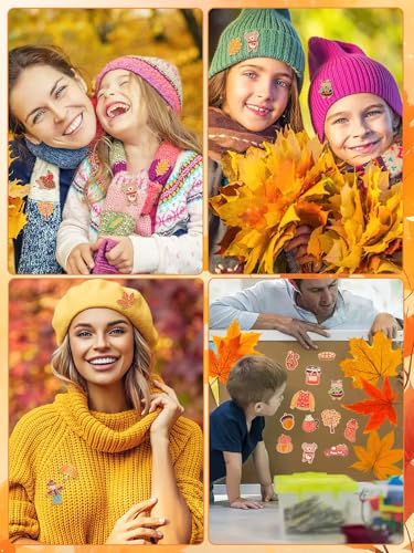 Image of JUNEBRUSHS 28PCS Fall Enamel Pins Cute Pumpkin Maple Animal Brooch Pins for Fall Thanksgiving Theme Birthday Party Classroom Favor Supplies Exchange Gift Clothes Hat Accessories