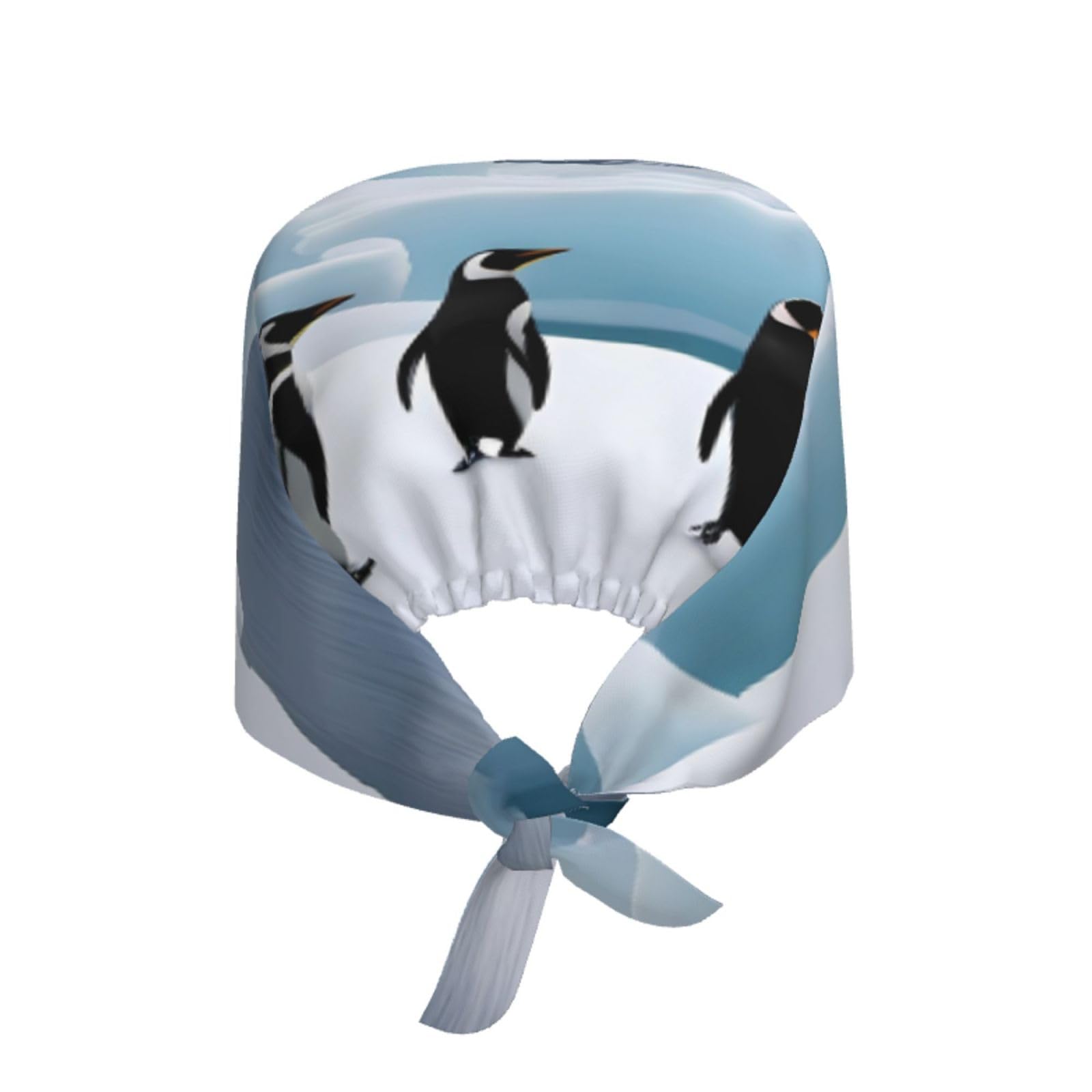 YYHHAOFA Breathable Work Hat Penguins On The Iceberg Printed for Chef, Nursing, Spa, Facial Care, Fitness Black