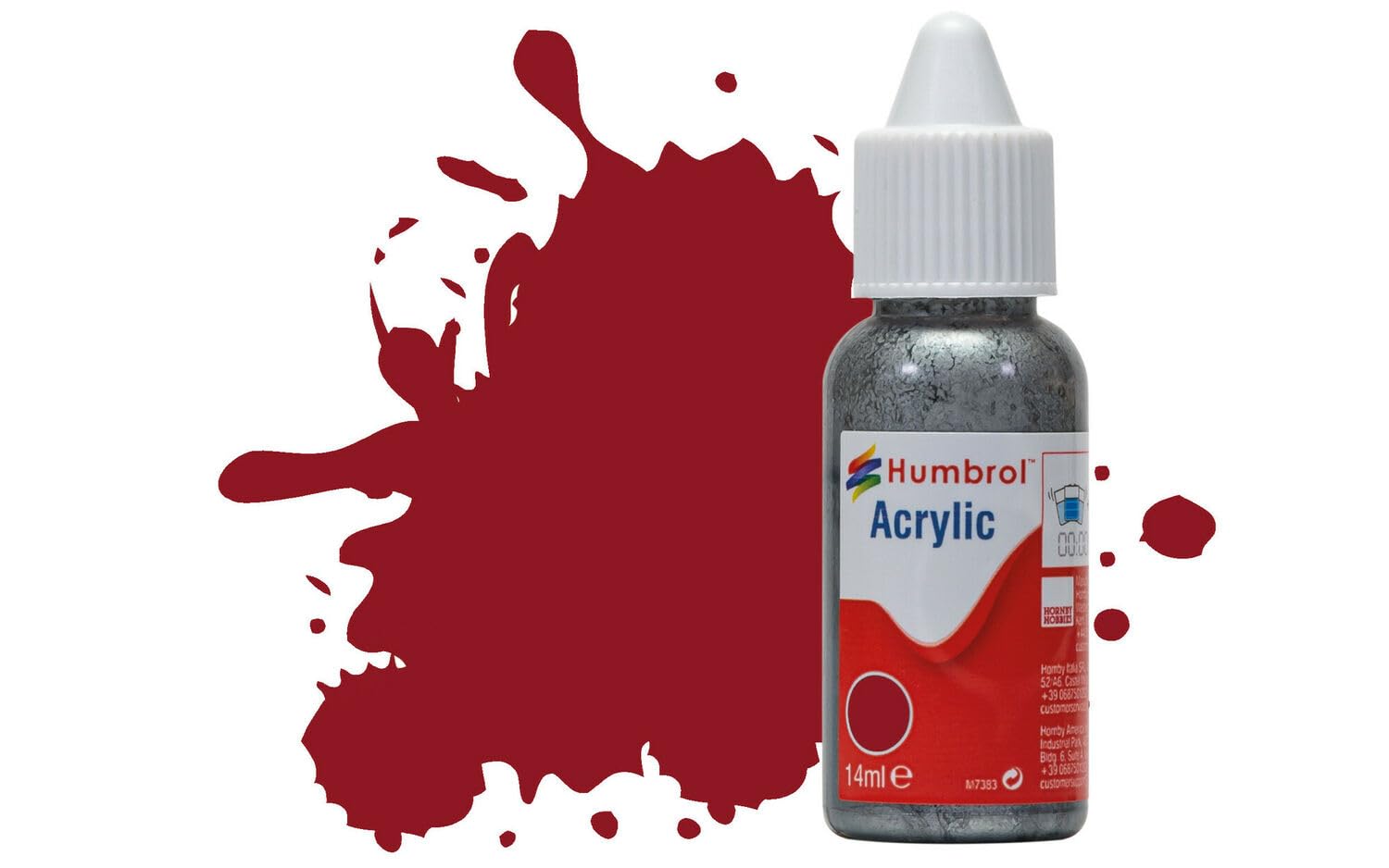 Humbrol Model Paint - DB0020 No 20 Crimson - Gloss (14ml), Acrylic Paints for Models, Plastic, Metal, Wood, Glass, Ceramics and More, Acrylic Touch Up Paint - Hobby Paint Bottle for Craft Kits