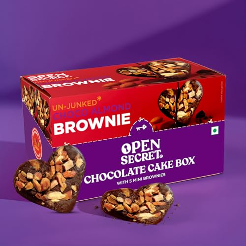 Image of Open Secret Chocolate Brownie Gift Box | 5 Mini Gourmet Brownies | Assorted Chocolate Dessert Hamper | Festive Sweets & Holiday Treats for Gifting | Premium Chocolate Cake Bites