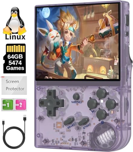 New World RG35XX Handheld Game Console ,System Linux 3.5 Inch IPS Screen Built-in 64G TF Card 6831 Classic Games Support HDMI TV Output 2