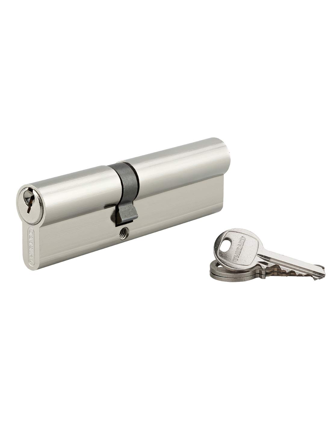 Cilindro europeo a doppia entrata SA 45x60mm, antisfilamento, nichel, 3 chiavi - THIRARD | Protezione antistrappo, finitura nichelata, meccanismo a perni, compatibile con porte interne ed esterne