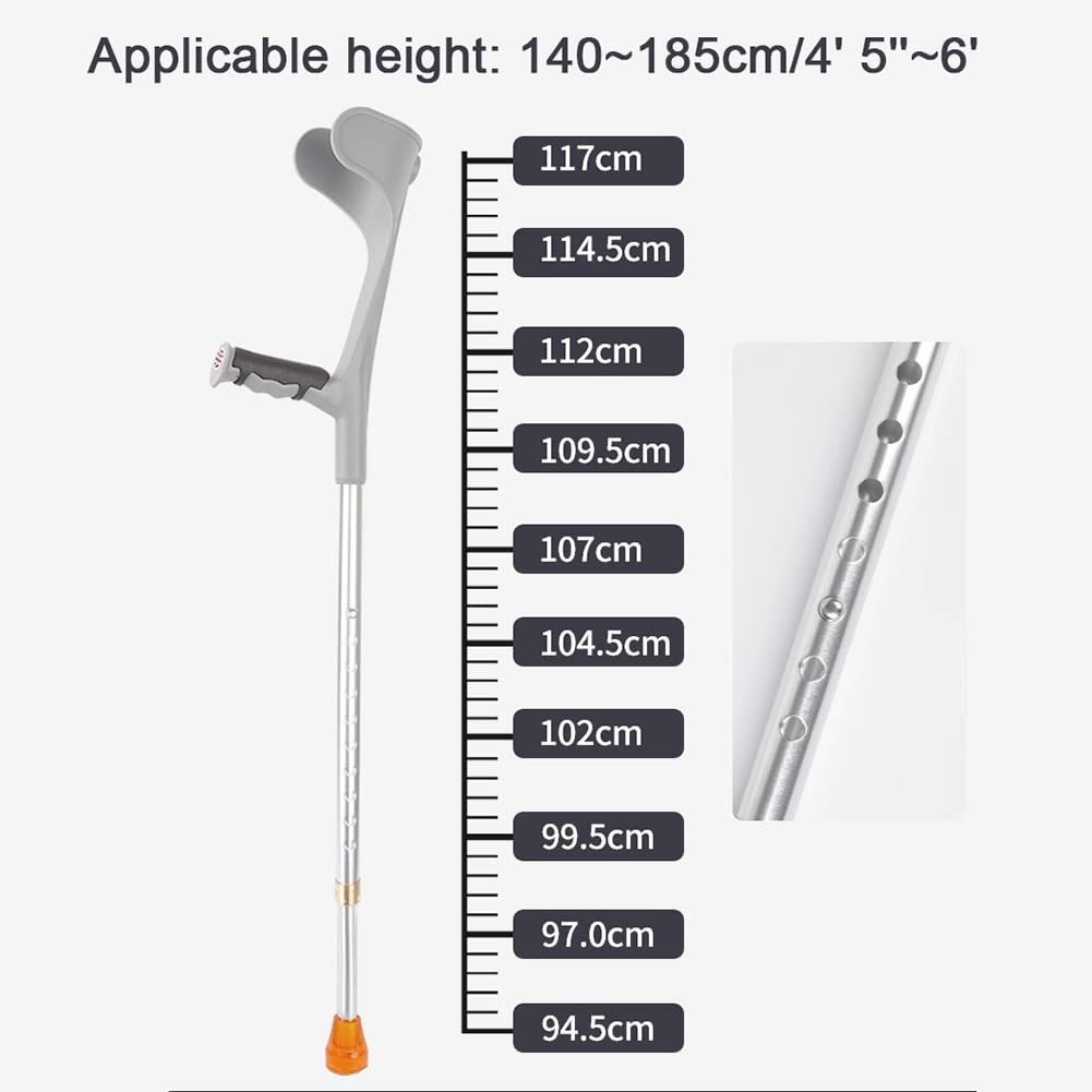 Muletas Plegables de Antebrazo para Adultos, Bastón Médico, Muletas Ergonómicas Ligeras de Aluminio, Regulables en Altura a 10 Velocidades (Color : Zwart, Size : 1 Pair)