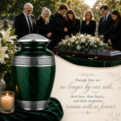 Image of Set of 6 Green Urns for Human Ashes Adult Male & Female Up to 220 lbs