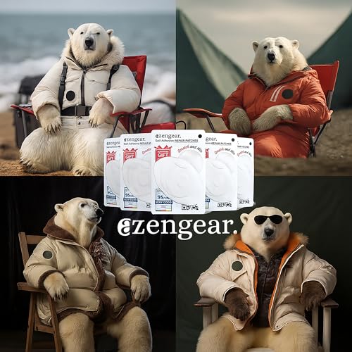 aZengear Repair Patches - Waterproof, Self-Adhesive, Tear-Cold-Heat-Resistant Polyester Fabric to Fix Down Jacket, Puffer, Snowsuit, Shoe, Tent, PVC, Clothing, Upholstery (Transparent)