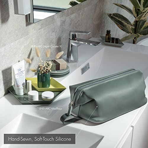 LINE+ARC Easy-to-Clean Silicone Dopp Kit (As Seen in Glamour and GQ) Extra-Wide Opening Anti-Stain (Mauve, 3.5L) Toiletry Bag Travel Set Makeup Organizer Cosmetics Case Fabric Simple Hang Loop4