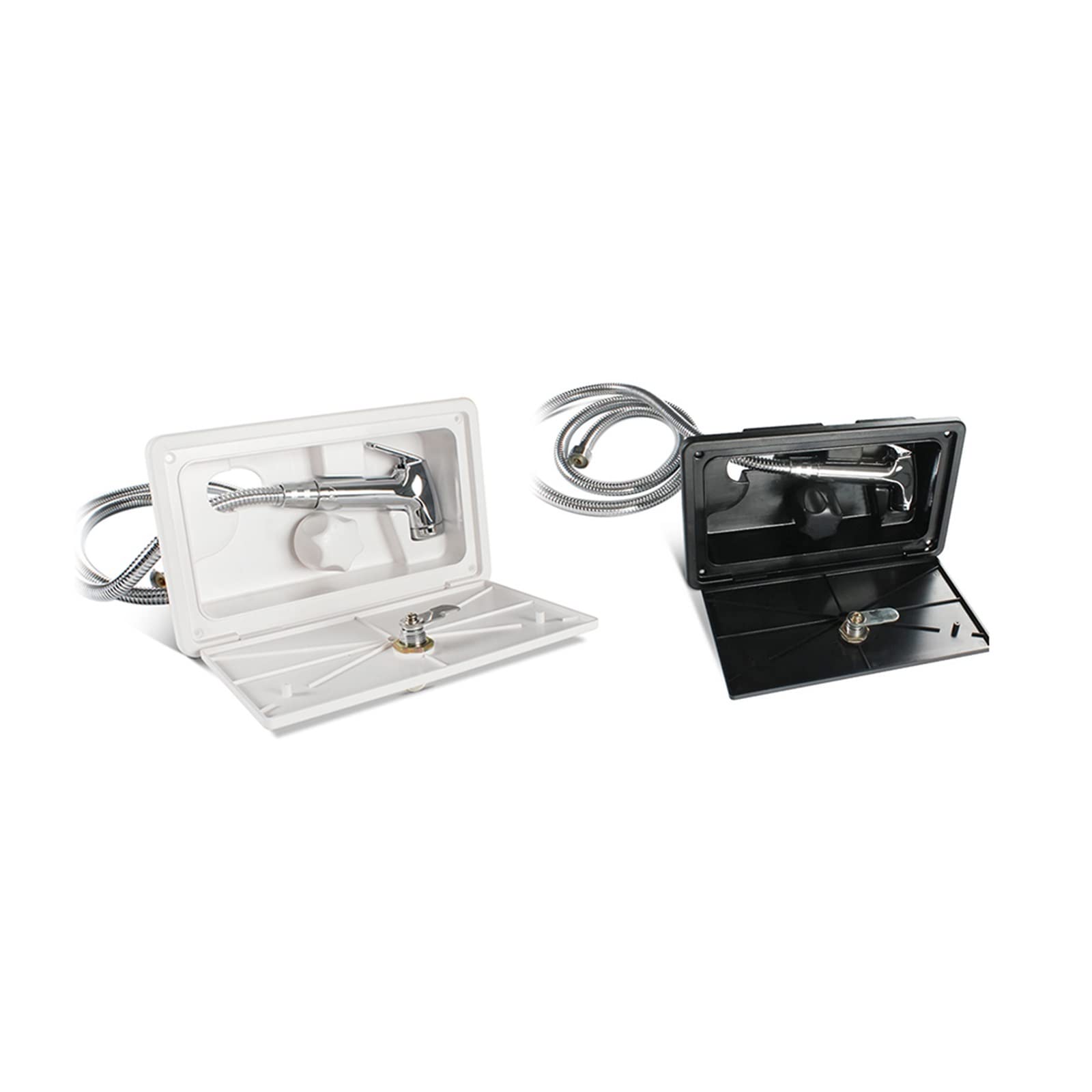 Kit de caja de ducha Exterior externa ajustable for caravana con candado, barco, Camper marino, autocaravana, accesorios for caravana(Bianco)